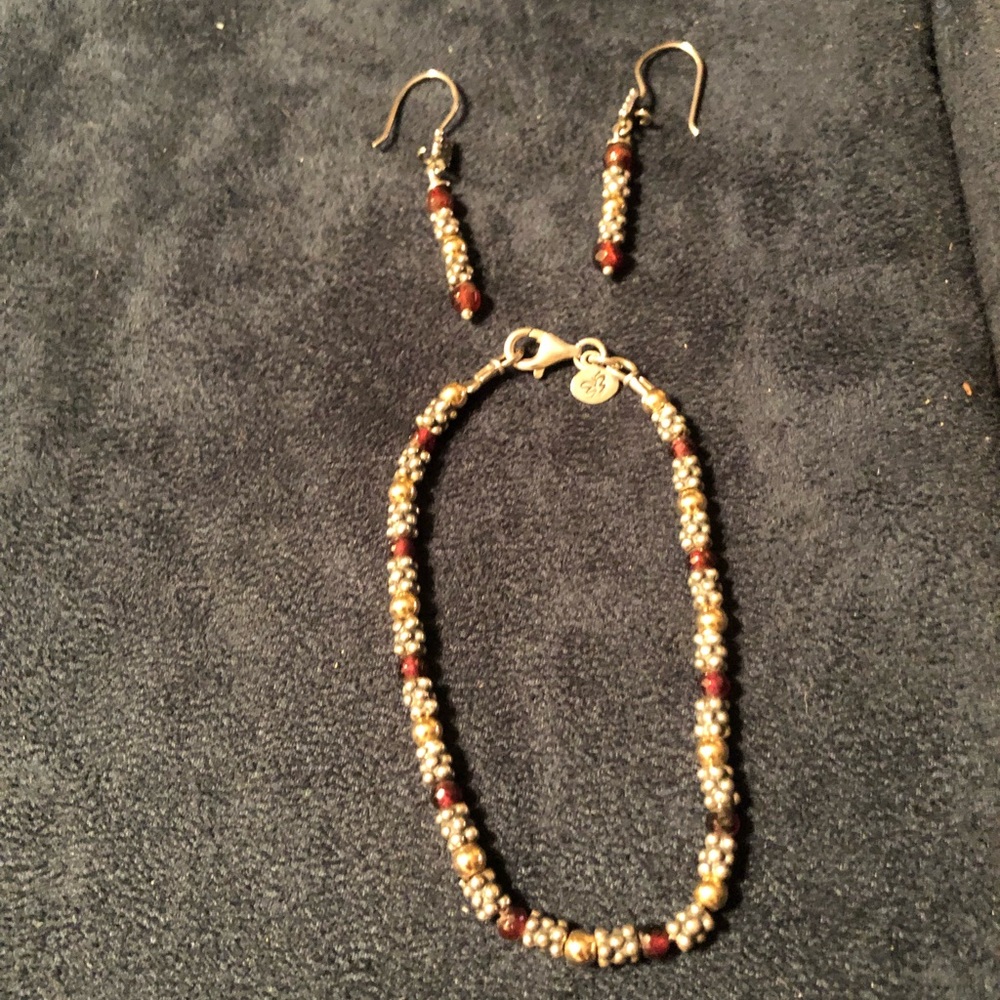 Garnet, gold and sterling silver